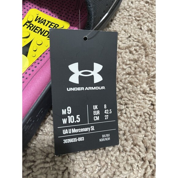 Under Armour Slides Womens 10.5 Black Pink UA U Mercenary SL Sandals Flip Flop - Picture 2 of 4